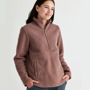 Free Fly Women’s Bamboo Sherpa Fleece Half Zip Jacket Small Brown Canyon NWT